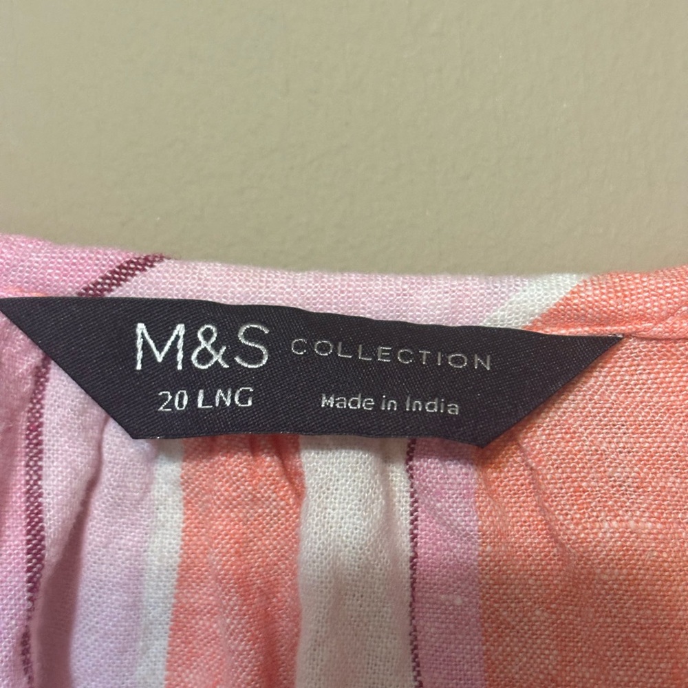 M&S Linen Viscose Pink Mix Striped Flowy Dress, Marks & Spencer - Picture 4 of 7